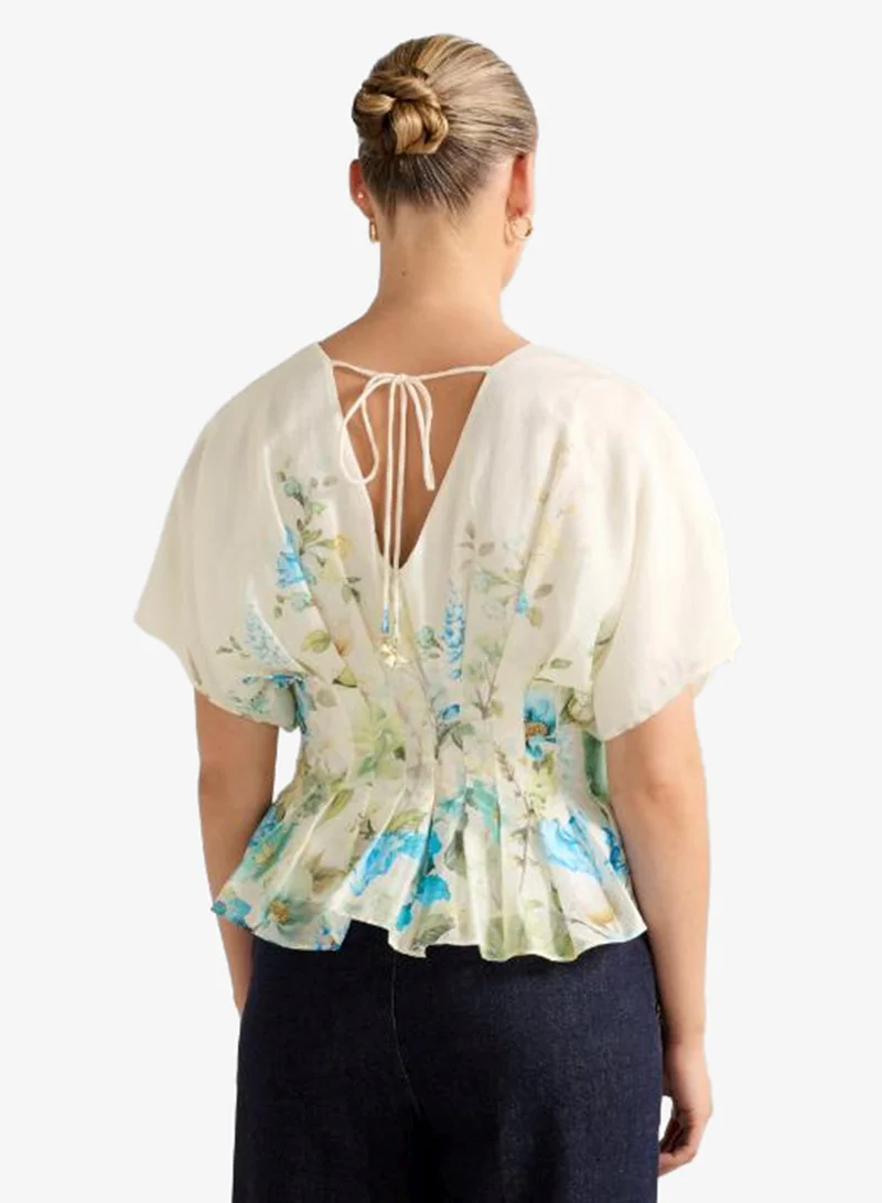 forever new Mary Printed Pleated PeplumTop